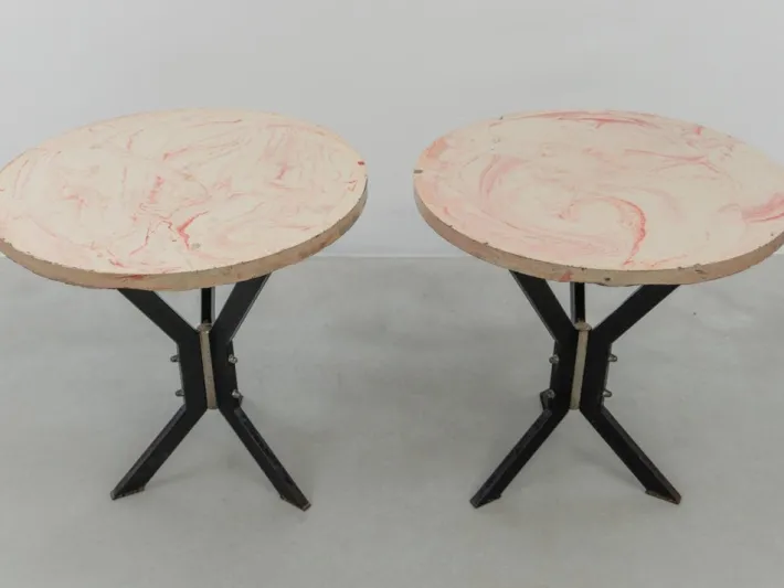 Pamono Round Outdoor Terrace Stone Top Table, France, 1930s Hot