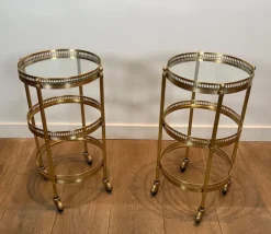 Pamono Round Rolling Tables with Removable Tops from Maison Jansen, Set of 2 Discount