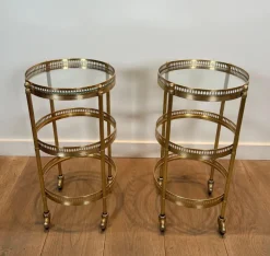 Pamono Round Rolling Tables with Removable Tops from Maison Jansen, Set of 2 Discount