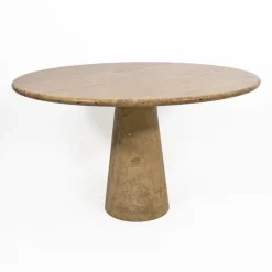 Pamono Round Travertine Dining Table attributed to Angelo Mangiarotti, 1970 Online