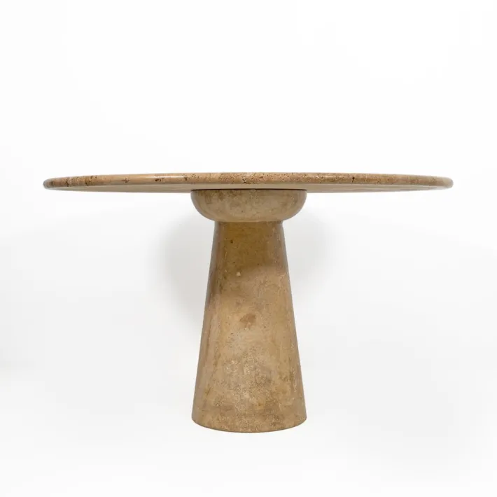 Pamono Round Travertine Dining Table attributed to Angelo Mangiarotti, 1970 Online
