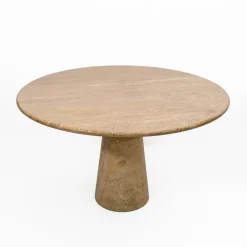 Pamono Round Travertine Dining Table attributed to Angelo Mangiarotti, 1970 Online