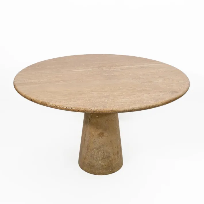 Pamono Round Travertine Dining Table attributed to Angelo Mangiarotti, 1970 Online