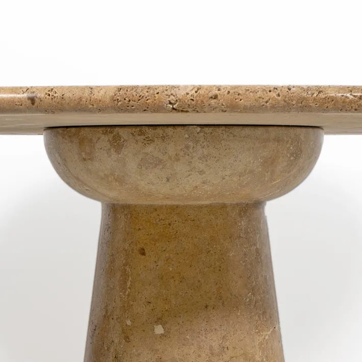 Pamono Round Travertine Dining Table attributed to Angelo Mangiarotti, 1970 Online