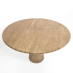 Pamono Round Travertine Dining Table attributed to Angelo Mangiarotti, 1970 Online