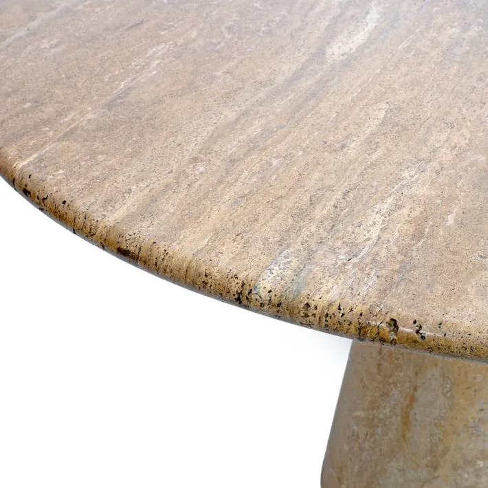 Pamono Round Travertine Dining Table attributed to Angelo Mangiarotti, 1970 Online