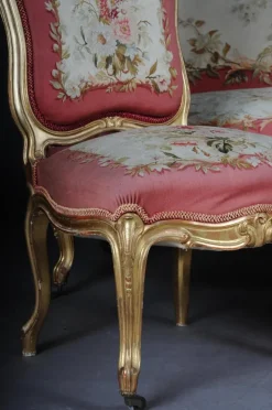 Pamono Royal Louis XV or Rococo Tapestry Sofa & Chairs, 1880s, Set of 3