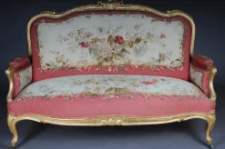 Pamono Royal Louis XV or Rococo Tapestry Sofa & Chairs, 1880s, Set of 3