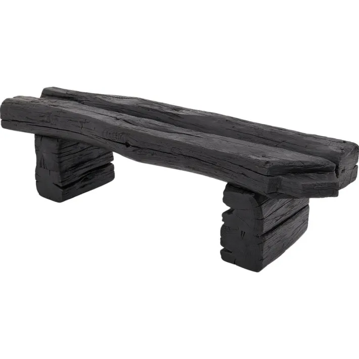 Pamono Rustic Blackened Wood Garden Bench by Logniture Best