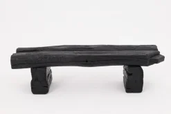 Pamono Rustic Blackened Wood Garden Bench by Logniture Best