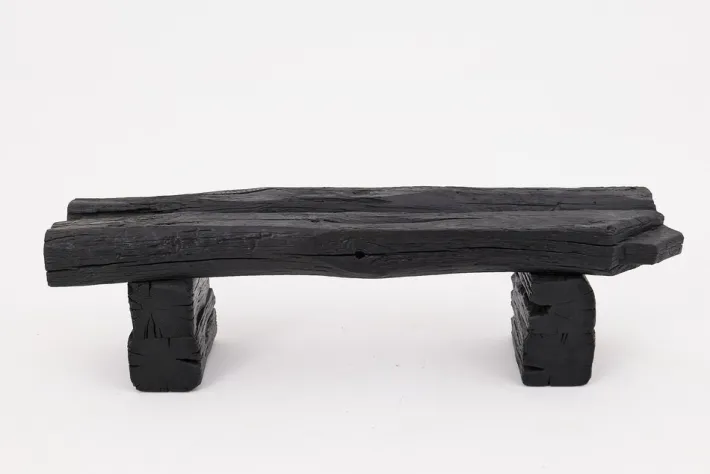 Pamono Rustic Blackened Wood Garden Bench by Logniture Best