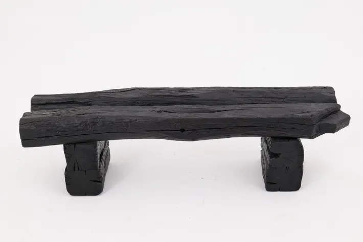 Pamono Rustic Blackened Wood Garden Bench by Logniture Best