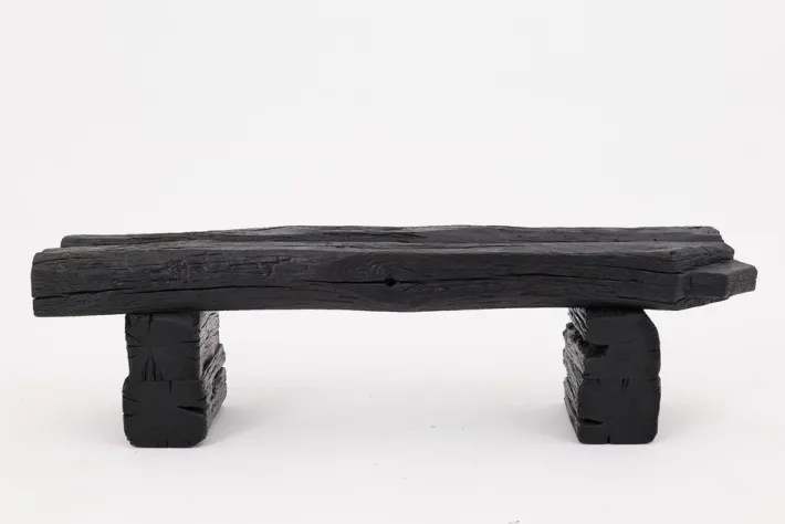 Pamono Rustic Blackened Wood Garden Bench by Logniture Best