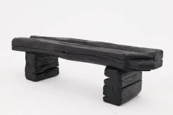 Pamono Rustic Blackened Wood Garden Bench by Logniture Best