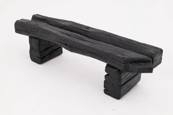 Pamono Rustic Blackened Wood Garden Bench by Logniture Best