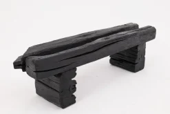 Pamono Rustic Blackened Wood Garden Bench by Logniture Best