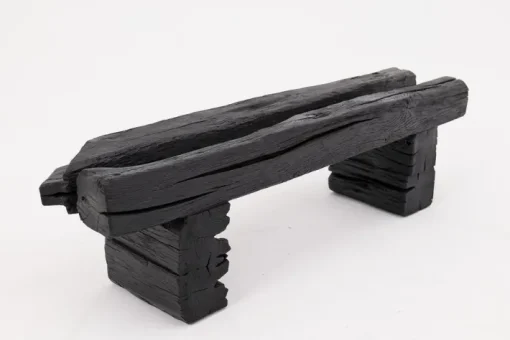 Pamono Rustic Blackened Wood Garden Bench by Logniture Best