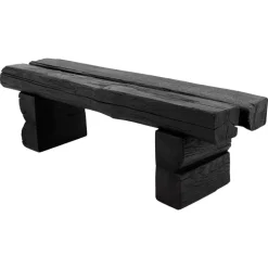 Pamono Rustic Blackened Wood Garden Bench by Logniture Best
