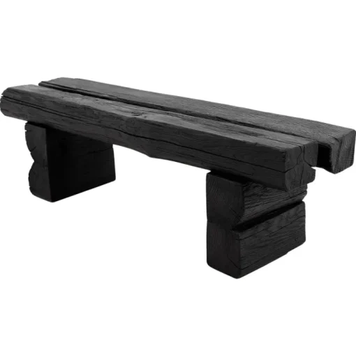 Pamono Rustic Blackened Wood Garden Bench by Logniture Best