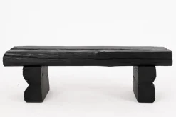 Pamono Rustic Blackened Wood Garden Bench by Logniture Best