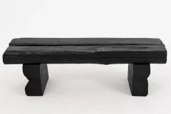 Pamono Rustic Blackened Wood Garden Bench by Logniture Best