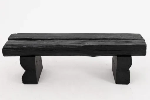 Pamono Rustic Blackened Wood Garden Bench by Logniture Best