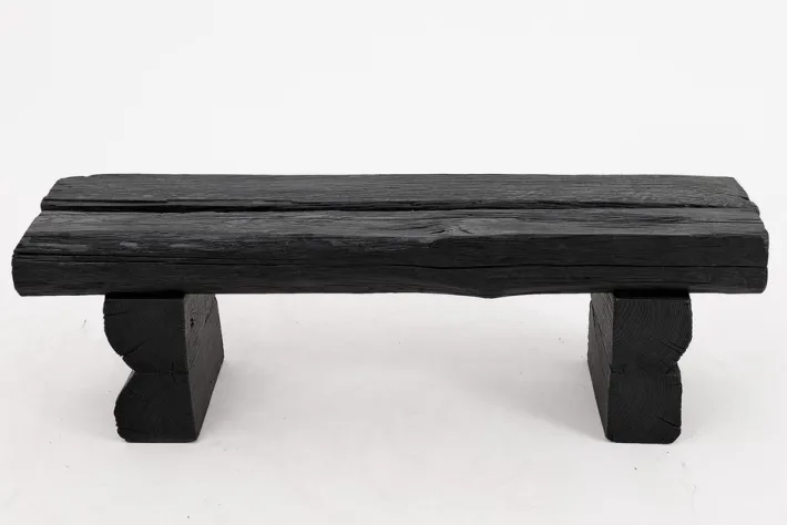 Pamono Rustic Blackened Wood Garden Bench by Logniture Best