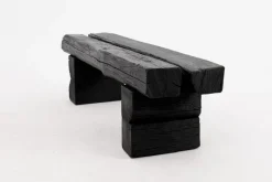 Pamono Rustic Blackened Wood Garden Bench by Logniture Best