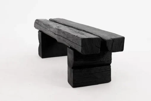 Pamono Rustic Blackened Wood Garden Bench by Logniture Best