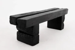 Pamono Rustic Blackened Wood Garden Bench by Logniture Best