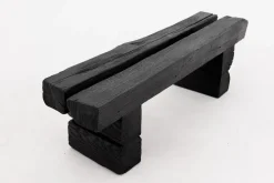 Pamono Rustic Blackened Wood Garden Bench by Logniture Best