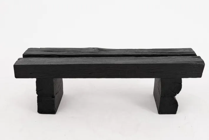 Pamono Rustic Blackened Wood Garden Bench by Logniture Best