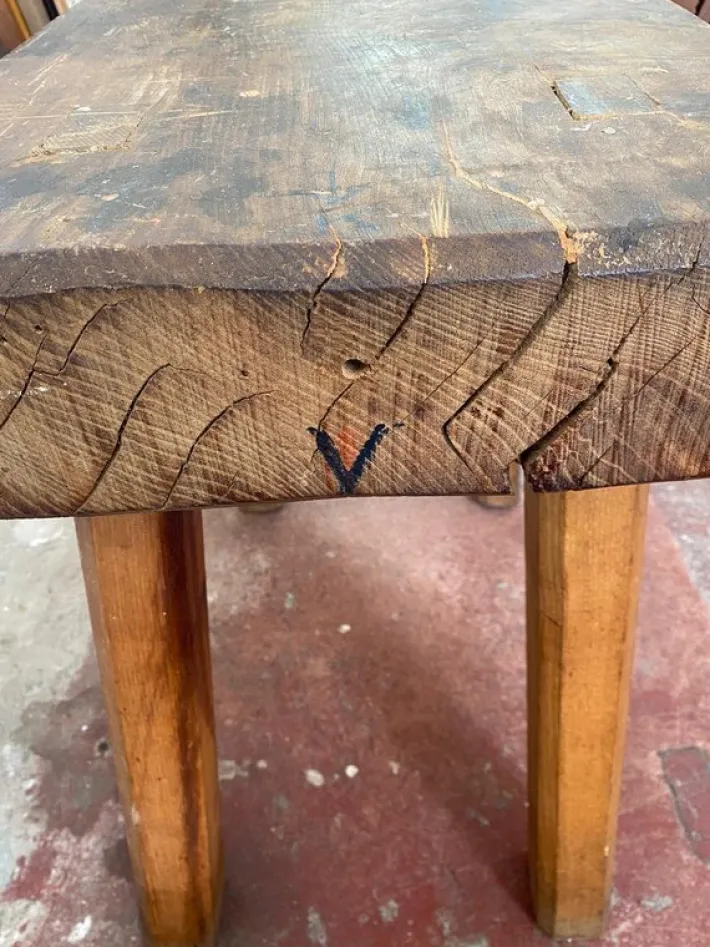 Pamono Rustic Farmhouse Chopping Block Table, 1956