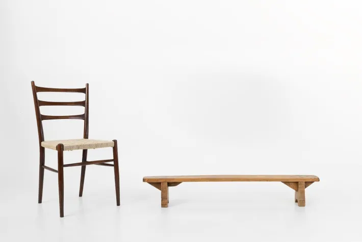 Pamono Rustic Low Bench in Wood, France, 1850s New