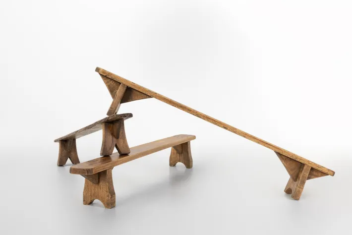 Pamono Rustic Low Bench in Wood, France, 1850s New