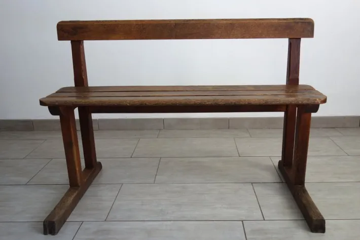 Pamono Rustic School Bench, 1950s Clearance