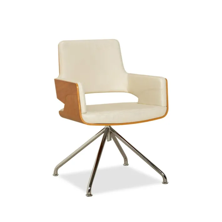 Pamono S 847 Chair in Cream Leather and Brown Wood from Thonet New