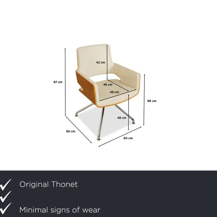 Pamono S 847 Chair in Cream Leather and Brown Wood from Thonet New