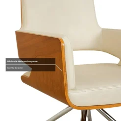 Pamono S 847 Chair in Cream Leather and Brown Wood from Thonet New