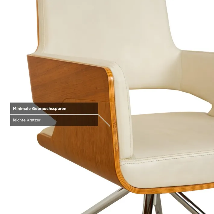Pamono S 847 Chair in Cream Leather and Brown Wood from Thonet New