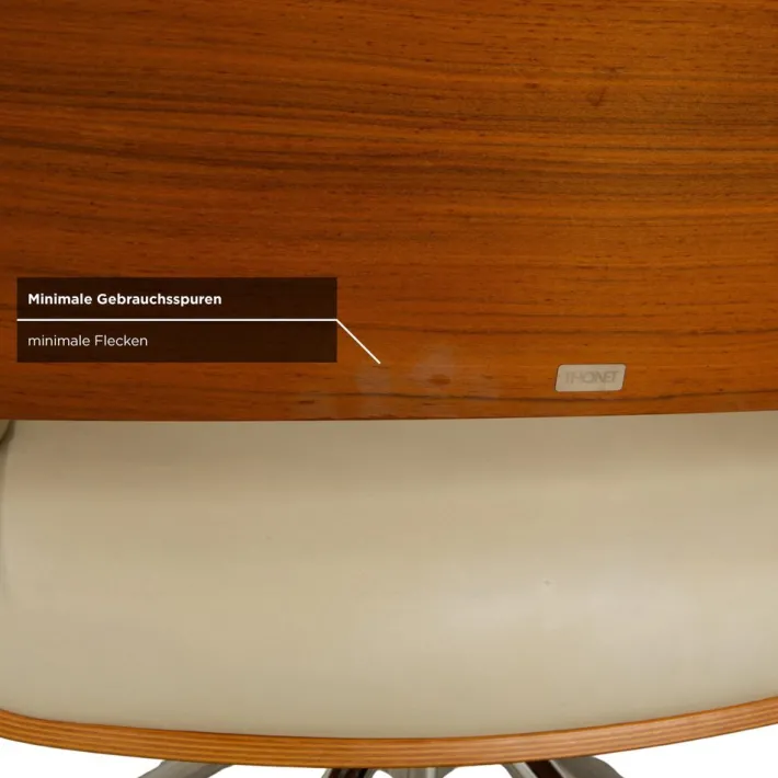 Pamono S 847 Chair in Cream Leather and Brown Wood from Thonet New