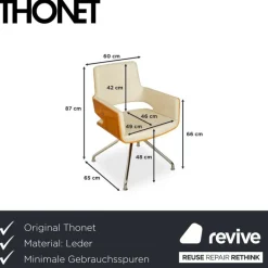 Pamono S 847 Swivel Chair in Cream Leather and Brown Wood from Thonet Best