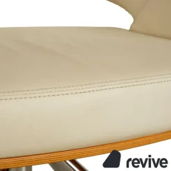 Pamono S 847 Swivel Chair in Cream Leather and Brown Wood from Thonet Best