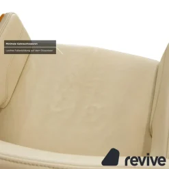 Pamono S 847 Swivel Chair in Cream Leather and Brown Wood from Thonet Best