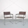 Pamono S34 Cantilever Chairs in Brown Leather and Chrome by Mart Stam for Thonet, Germany, 1970s, Set of 2 Hot