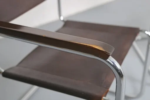 Pamono S34 Cantilever Chairs in Brown Leather and Chrome by Mart Stam for Thonet, Germany, 1970s, Set of 2 Hot