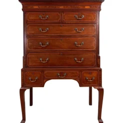 Pamono Satinwood Inlaid Mahogany Chest on Stand, 18th Century Hot