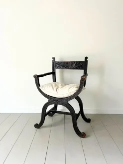 Pamono Savanarola Chair with Hand-Carved Detail and X Frame, Italy, 19th Century Best