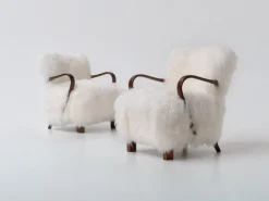 Pamono Scandinavian Art Deco Lounge Chairs in Mongolian Sheepskin, 1950s, Set of 2 Sale