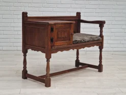 Pamono Scandinavian Bench or Sofa in Oak & Sheepskin, 1950s